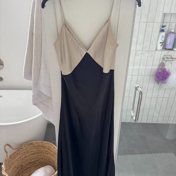 Satin Maxi Slip dress- black/champagne - Picture 1 of 6